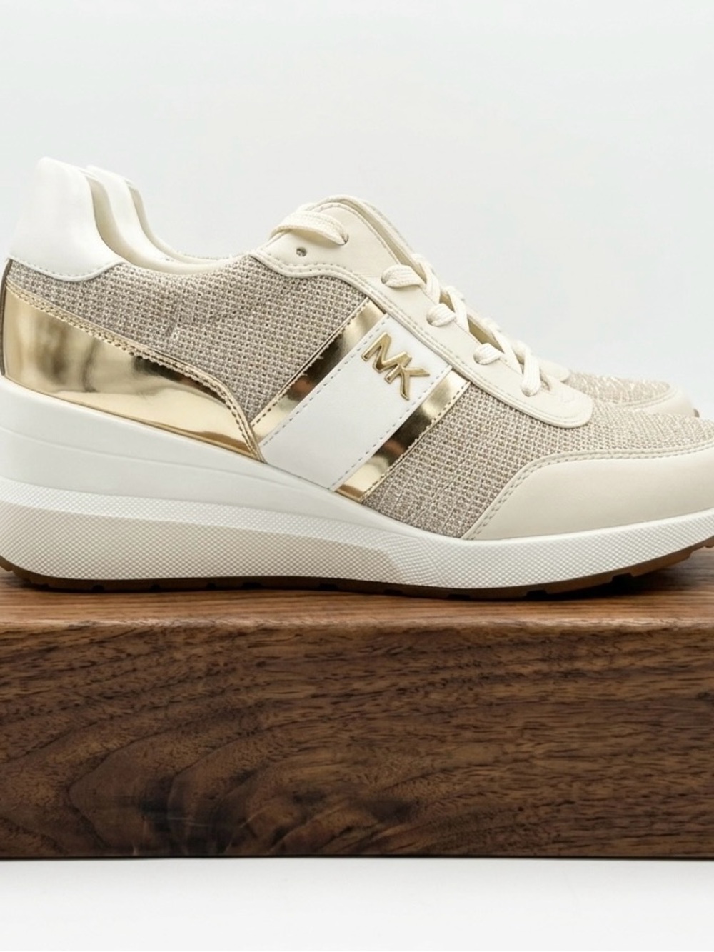 Michael Kors Cream and Gold Wedge-Platform Sneakers